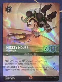 Lorcana Mickey Mouse - Artful Rogue - 210/204 - Enchanted - Holofoil, - Image 1