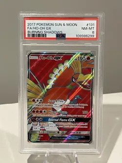 2017 Pokemon Sun & Moon Burning Shadows 131 Full Art/HO-OH GX NM PSA 8 - Image 1