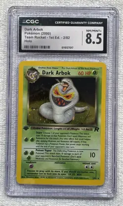 CGC 8.5 DARK ARBOK Holo (Team Rocket) 2/82 Pokemon Card 1st edition 2000 - Image 1