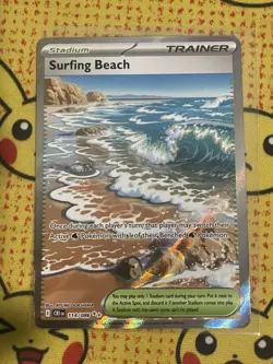 Surfing Beach 114/086 Ultra Rare ME04: Chaos Rising Pokemon NM/M 2 - Image 1
