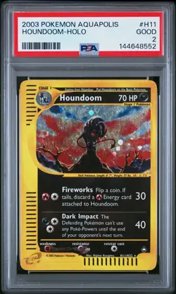 2003 POKEMON AQUAPOLIS #H11 HOUNDOOM-HOLO PSA 2 - Image 1