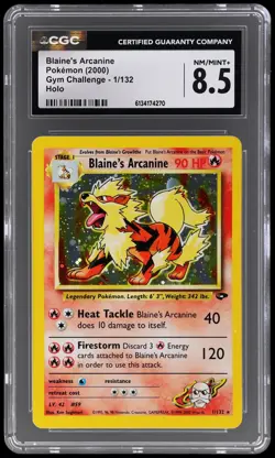 2000 Pokemon Gym Challenge Blaine's Arcanine #1 CGC 8.5 Holo NM/MINT+ - Image 1