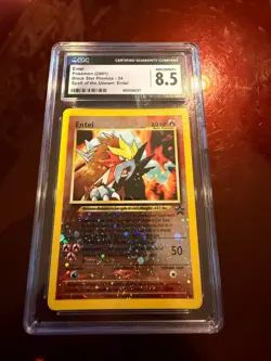 POKEMON BLACK STAR PROMO #34 ENTEI NM/MINT+ REVERSE HOLO SWIRL GRADED CGC 8.5 - Image 1