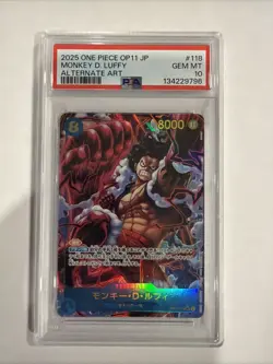 2025 ONE PIECE JPN OP11-A FIST OF DIVINE SPEED #118 MONKEY D. LUFFY ALT PSA 10 - Image 1