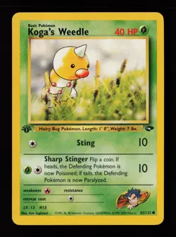 Koga's Weedle 82/132 1st Edition Common Gym Challenge Pokemon Cards - Image 1
