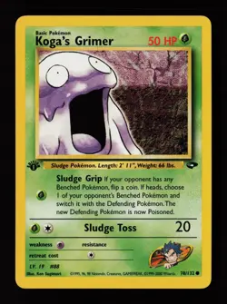 Koga's Grimer 78/132 1st Edition Common Gym Challenge Pokemon Cards - Image 1
