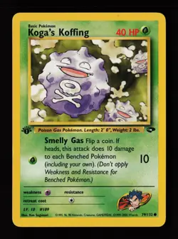Koga's Koffing 79/132 1st Edition Common Gym Challenge Pokemon Cards - Image 1