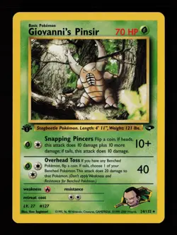 Giovanni's Pinsir 24/132 1st Edition Rare Gym Challenge Pokemon Cards - Image 1