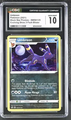 CGC 10 Umbreon SWSH129 Black Star Promo 3-Pack Blister Pokemon Card (Moonbreon) - Image 1