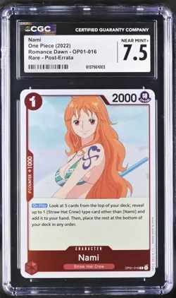 Bandai 2022 One Piece Card Game Nami Romance Dawn OP01-016 CGC 7.5 - Image 1