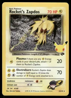 Pokemon Cards Rocket's Zapdos 15/132 Celebrations NM *2 - Image 1