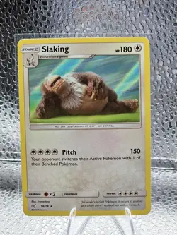Slaking 18/18 Detective Pikachu Rare Holo Pokemon Card NEAR MINT - Image 1