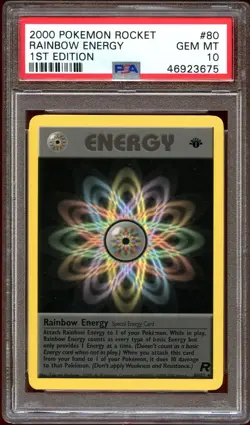 PSA 10 GEM MINT Rainbow Energy 80/82 RARE Team Rocket 1ST EDITION Pokemon Card - Image 1