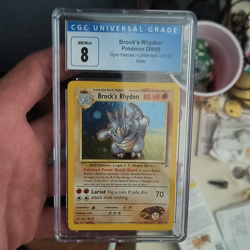 2000 Pokemon Gym Heroes Brock's Rhydon 2/132 Holo Rare English CGC 8 - Image 1