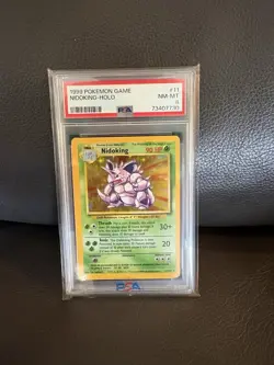 Pokemon TCG Base Set Nidoking Holo Rare 11/102 PSA 8 English 1999 - Image 1