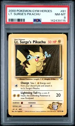 2000 Pokemon Gym Heroes LT. Surge’s Pikachu #81 PSA 8 - Image 2