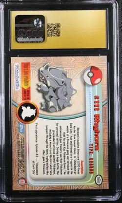 Pokemon Topps Series 2 TV Rhyhorn CGC 10 PRISTINE Low Pop - Image 2