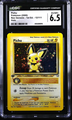 2000 Pokemon Neo Genesis Pichu Holo Rare 1st Edition 12/111 CGC 6.5 SWIRL - Image 1