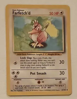 Pokemon TCG Farfetch’d #27/102 Non Holo Vintage 1999 - Image 1