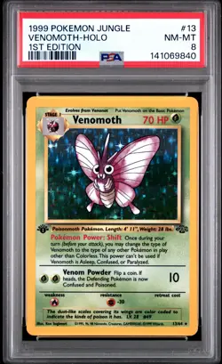 1999 POKEMON JUNGLE 1ST EDITION #13 VENOMOTH-HOLO PSA 8 - Image 1