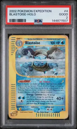 2002 POKEMON EXPEDITION #4 BLASTOISE-HOLO PSA 2 - Image 1