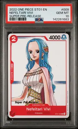2022 One Piece Nefeltari Vivi Super Pre-Release ST01-009 PSA 10 Gem Mint - Image 1