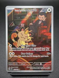 Team Rocket's Meowth Illustration Rare 203/183 Destined Rivals Pokemon Card - Image 1