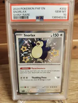 Pokemon Paldean Fates SNORLAX 202/091 Shiny Rare PSA 10 - Image 1