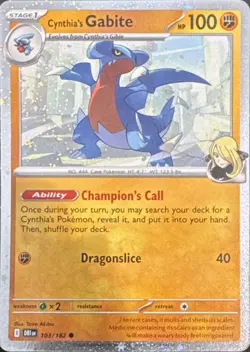 Cynthia's Gabite 103/182 Cosmo Holo Promo Destined Rivals Pokemon NM SWIRL - Image 2