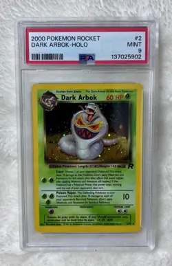 2000 Pokemon Rocket - Dark Arbok Holo Unlimited #2/82 PSA 9 Mint - Image 1