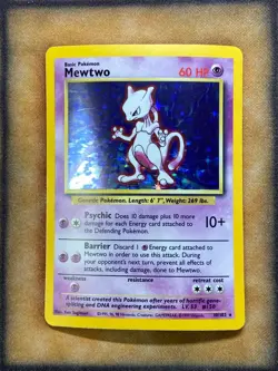 Pokemon Mewtwo 10/102 Base Set Holo Unlimited LP - Image 1
