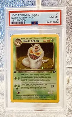 2000 Pokemon Rocket #2 Dark Arbok Holo Near Mint-Mint Graded PSA 8 - Image 1