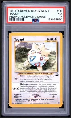 2001 POKEMON PROMO BLACK STAR POKEMON LEAGUE #30 TOGEPI PSA 7 - Image 1