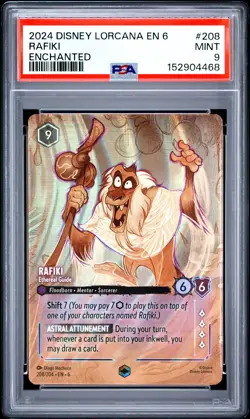 2024 DISNEY LORCANA EN 6-AZURITE SEA ENCHANTED RAFIKI - ETHEREAL GUIDE PSA 9 - Image 1