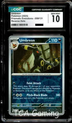 CGC 10 GEM MINT Umbreon 059/131 REVERSE HOLO Prismatic Evolutions Pokemon Card - Image 1