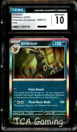 CGC 10 GEM MINT Umbreon 059/131 HOLO RARE Prismatic Evolutions Pokemon Card - Image 1