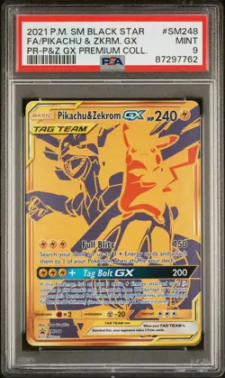 2021 Pikachu & Zekrom GX SM248 Tag Team Promo Sun & Moon Pokemon Card PSA 9 - Image 1