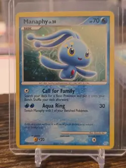 Pokemon TCG Manaphy Holo Rare Card Diamond & Pearl 9/130 Foil Swirl 2007. LP - Image 1