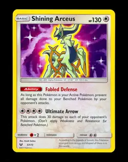 2017 Pokemon SHINING ARCEUS Legends Set SHINY HOLO Rare Sun & Moon Card 57/73 NM - Image 1