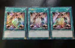 3x Exchange SBC1-ENI16 Secret Rare 1st Edition Yugioh Card Playset NM - Image 1