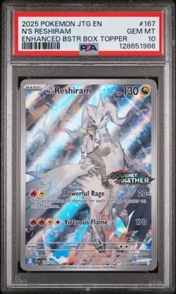 2025 POKEMON JTG EN-JOURNEY TOGETHER #167 N'S RESHIRAM PSA 10 - Image 1
