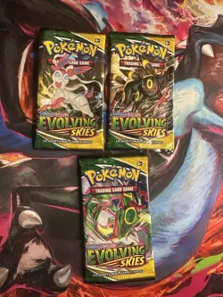 3x Pokemon Evolving Skies Opened Pack Arts Set - Image 1