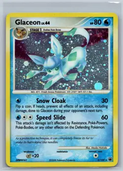 GLACEON 5/100 HOLO RARE MAJESTIC DAWN POKEMON HOLO MP HOLO BLEED - Image 1