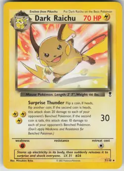 Pokemon Dark Raichu - 7/110 (WotC Legendary Collection) Deck Exclusives 007/110 - Image 1