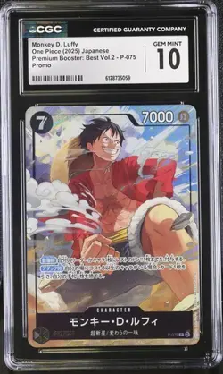 ✨✨ CGC 10 One Piece Monkey D. Luffy P-075 Best Vol.2 Promo Alt Art Jpn - Image 1