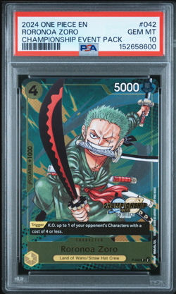 One Piece Roronoa Zoro Championship Event Stamped P-042 PSA 10 Gem Mint - Image 2