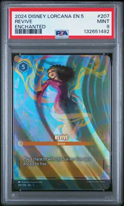 2024 DISNEY LORCANA EN 5-SHIMMERING SKIES ENCHANTED #207 REVIVE PSA 9 - Image 1
