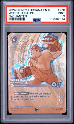 2024 DISNEY LORCANA EN 6-AZURITE SEA ENCHANTED WRECK-IT RALPH - HAM HANDS PSA 9 - Image 1