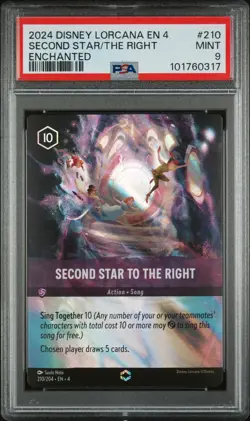 2024 DISNEY LORCANA EN 4-URSULA'S RETURN #210 SECOND STAR TO THE RIGHT PSA 9 - Image 1