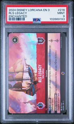 2024 DISNEY LORCANA EN 3-INTO THE INKLANDS #216 RLS LEGACY - SOLAR GALLEON PSA 9 - Image 1